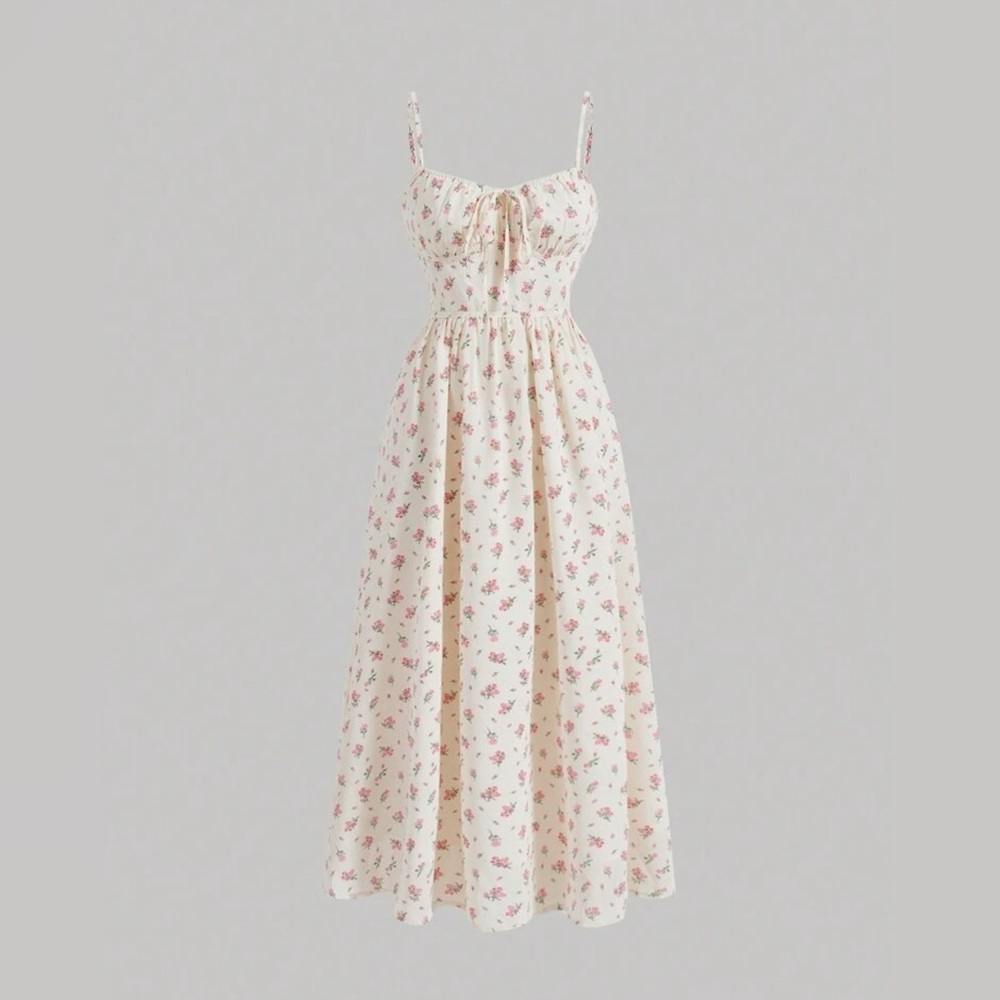 Women's Floral Print Spaghetti Tie Back Strap Sundress